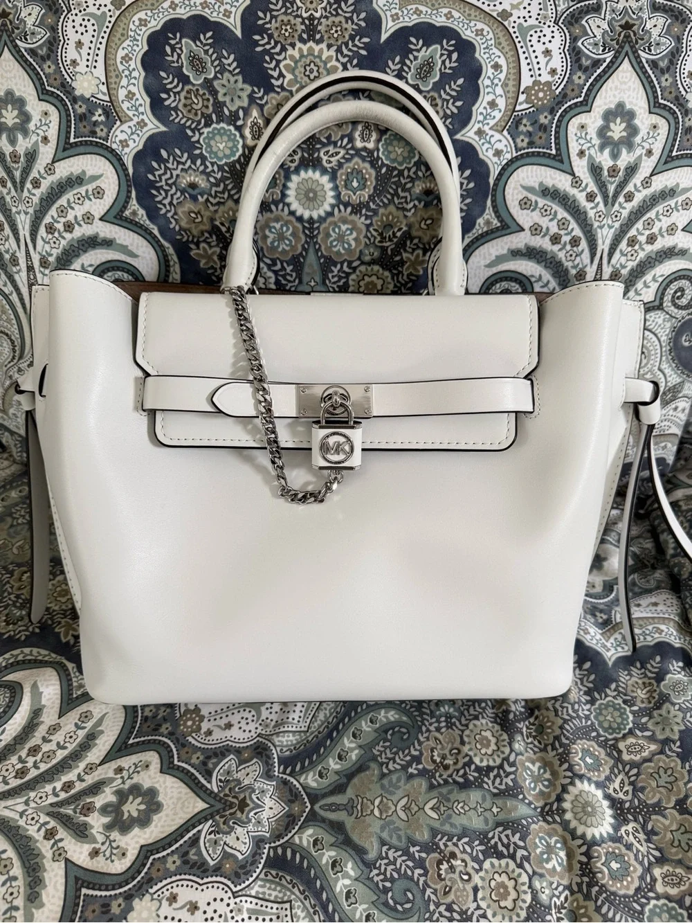 Michael Kors Hamilton Legacy Large Leather Satchel with Lock Detail